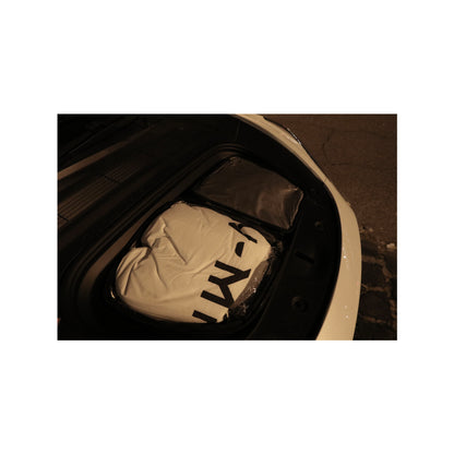 EV-MATS Deluxe CAMP SET til Tesla Model Y med Tesla-madras med vandtæt taske til bagagerummet, satinlagen, dyne, 2 puder med betræk, 11 nuancer og 2 vandtætte tasker til Model Y front bagagerum
