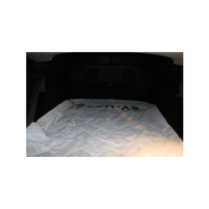 EV-MATS Deluxe CAMP SET para Tesla Model Y com colchão Tesla com saco impermeável para a mala traseira, lençol de cetim, edredão, 2 almofadas com capas, 11 sombras e 2 sacos impermeáveis para a mala dianteira do Tesla Model Y