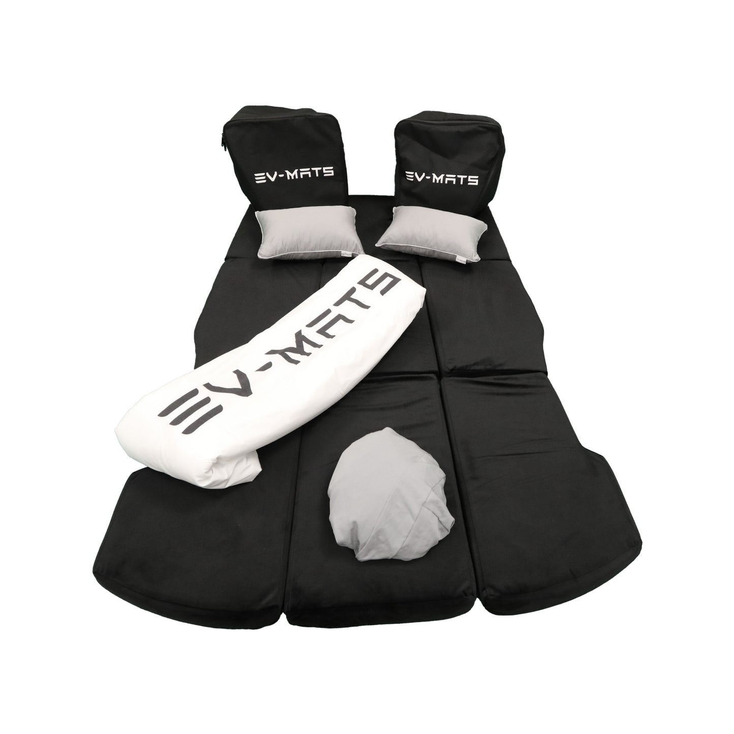 EV-MATS Deluxe CAMP SET 适用于特斯拉Model 3，配备特斯拉床垫，带防水后备箱的防水袋，缎面床单，被子，2个带套的枕头，11个色调和Model 3前备箱的2个防水袋